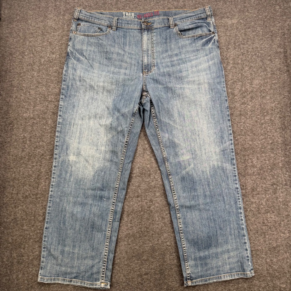 True Nation Relaxed Fit Medium Wash Blue Denim Jeans 44 Mens Straight Leg Rugged